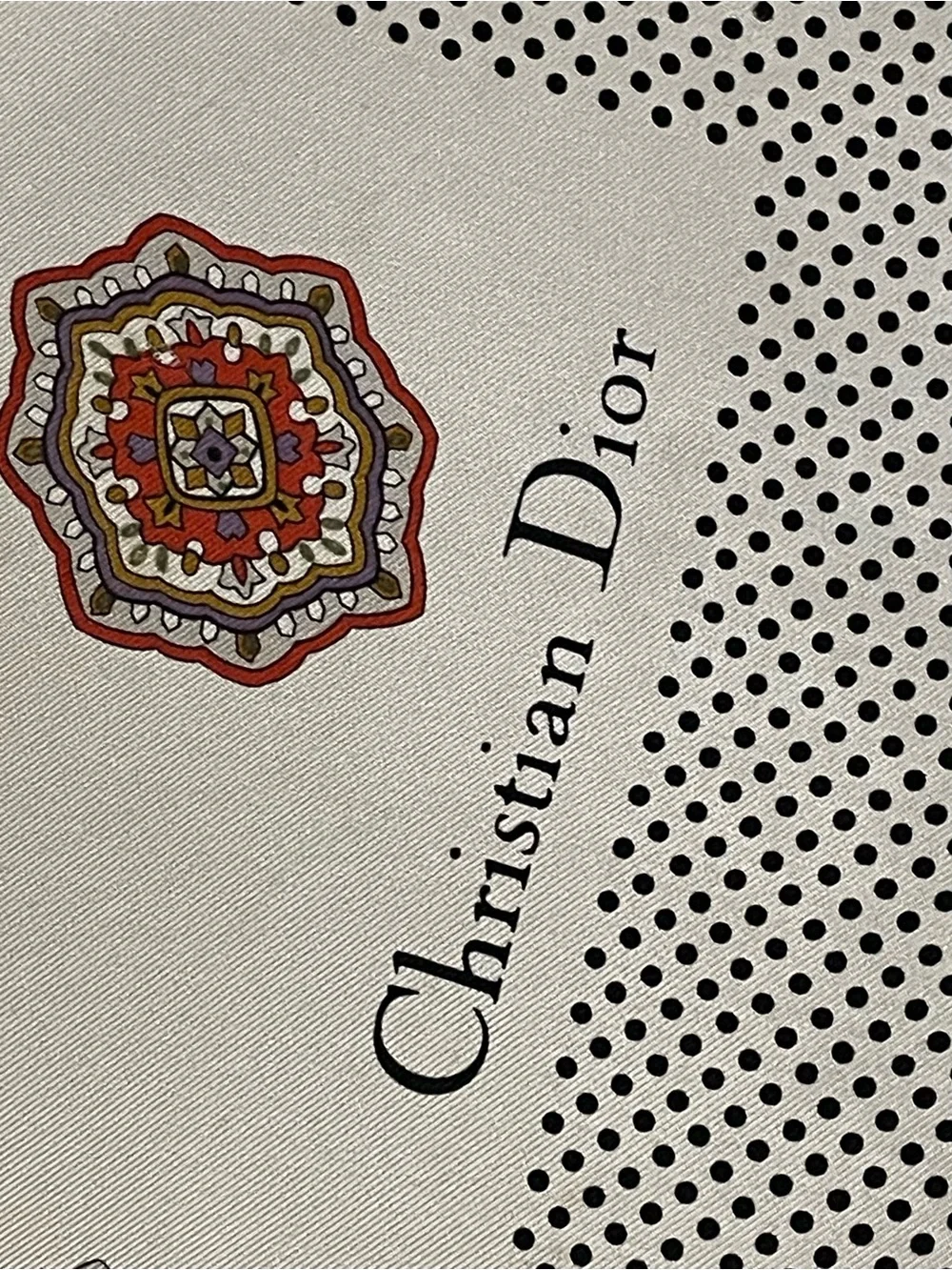 Christian Dior Silk Scarf Medallion Print Large 34 In Sq Fair Condition